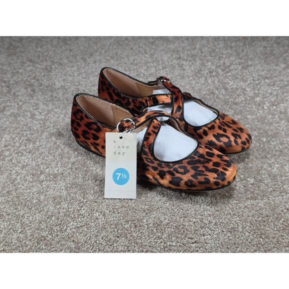 a new day Shoes - A New Day Tamsin Leopard Print Mary Jane Flats Brown Animal Print Shoes 7.5